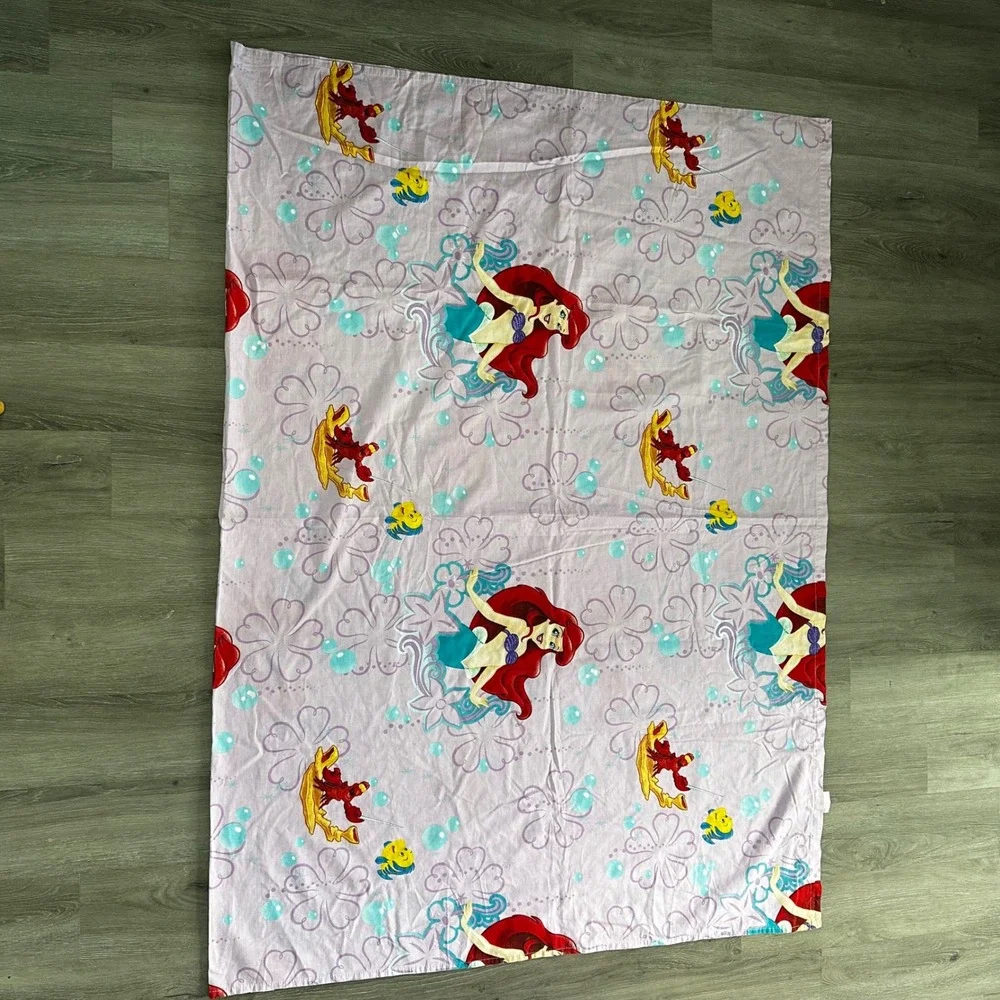 Disney The Little Mermaid Twin Flat Sheet Ariel Pink Purple Good 90s Retro